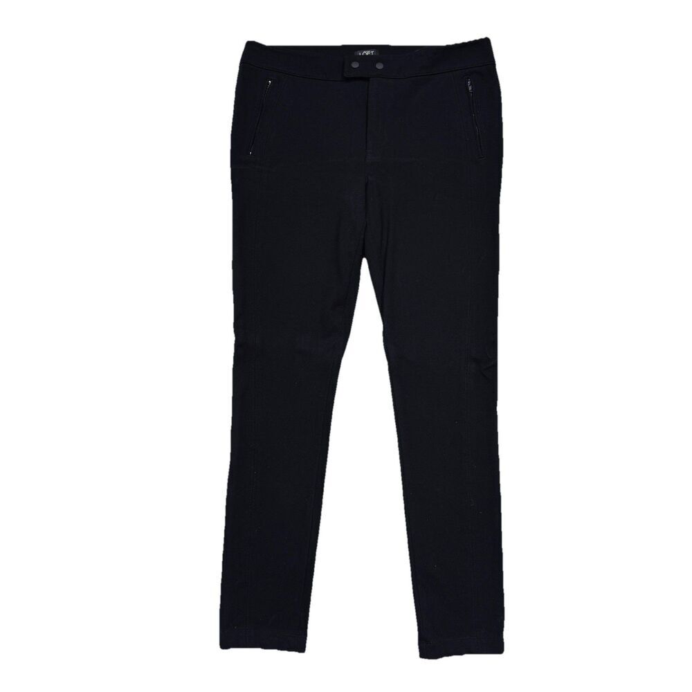 Ann Taylor Loft Skinny Pants 6 (30x26.5) Black Heavy Knit Stretch Zip Pockets